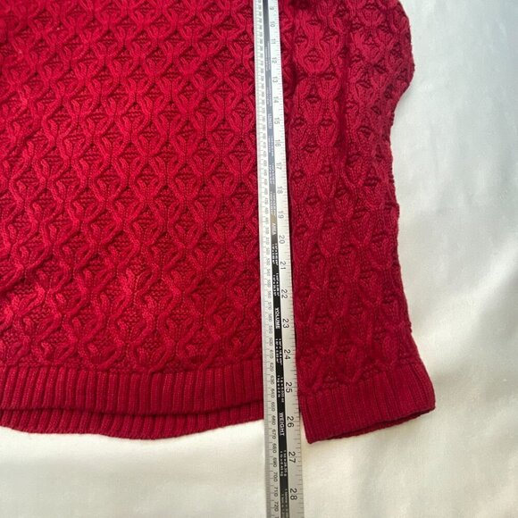 Jeanne Pierre Sweater Cable Knit Button-Side 100% Cotton Red Women's Size US XL - Picture 9 of 10